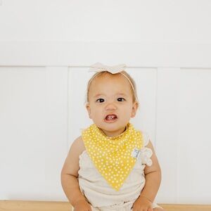 💙2/$10 Copper Pearl Yellow and White Polka Dot Bandana Bib